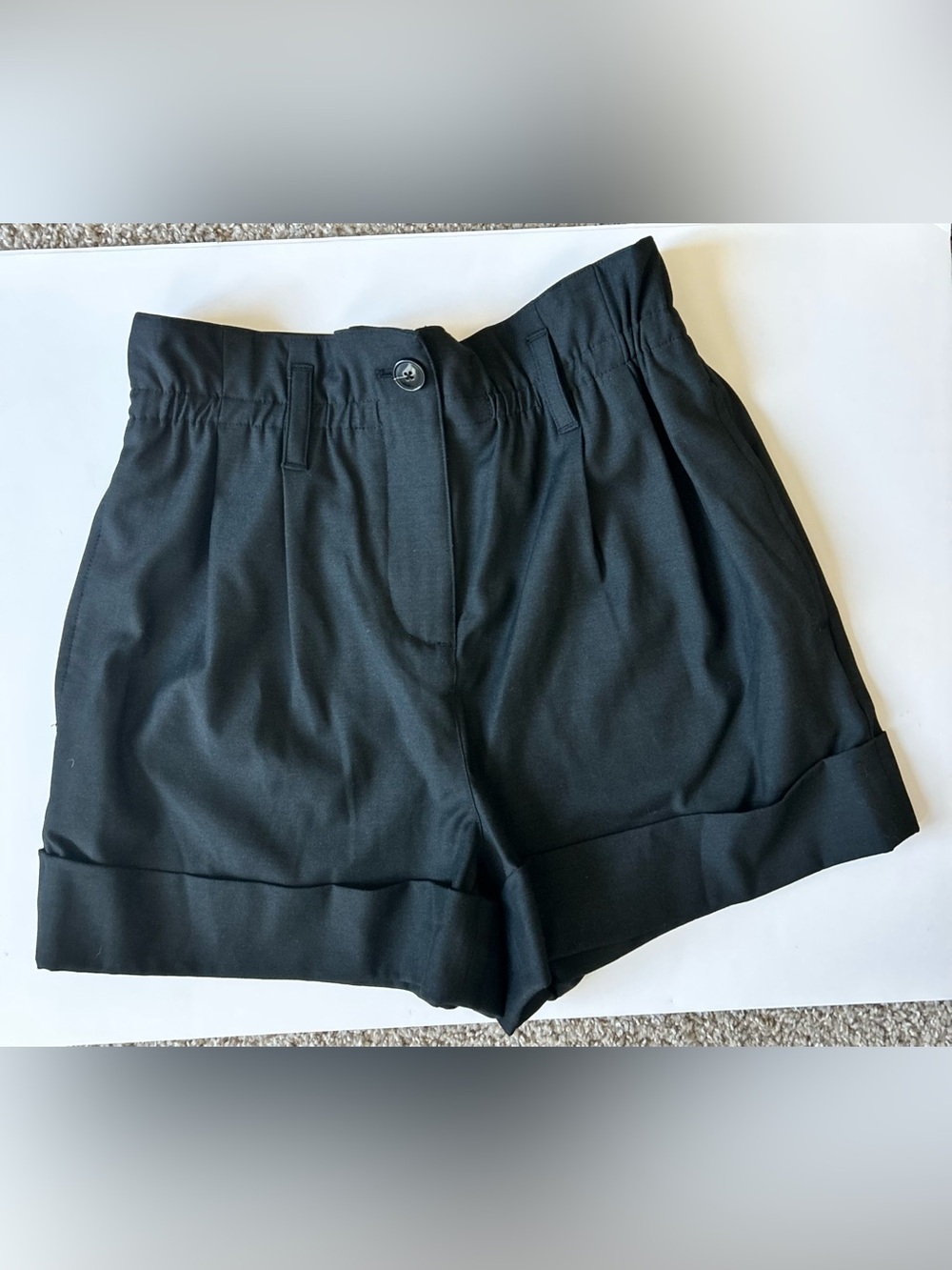 Black High-Waist Cuffed Women's Shorts
